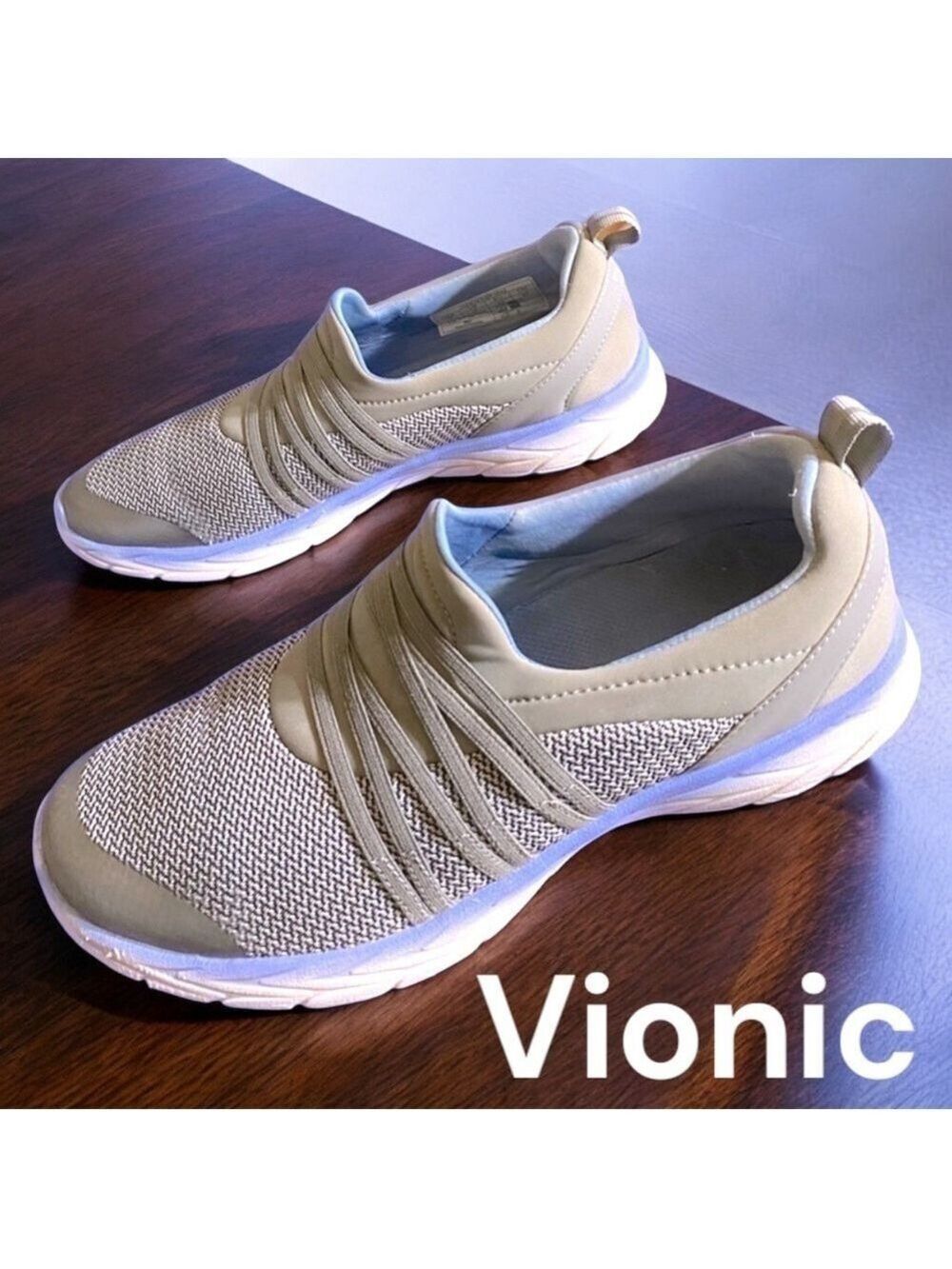 Vionic- Size 10 Jaden Slip On Sneakers. Gray/periwinkle. VG preowned condition!!
